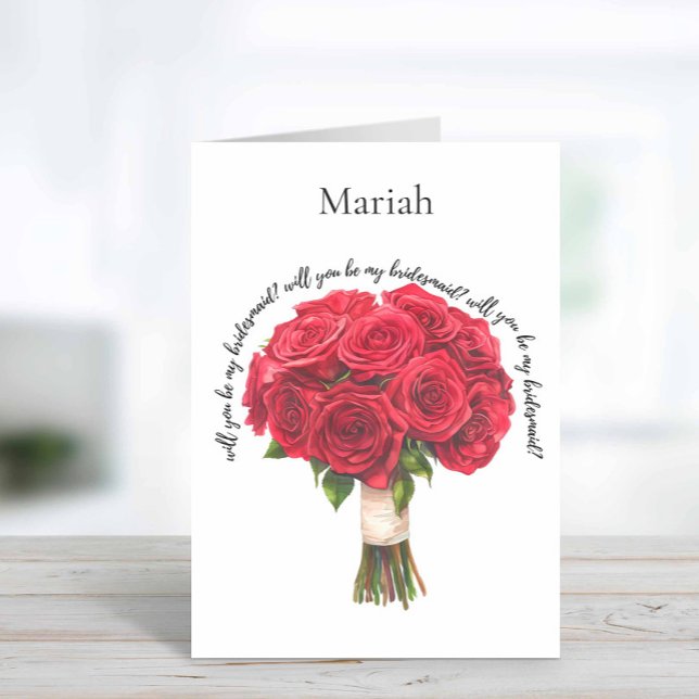 Red Roses Bouquet Bridesmaid Proposal Card (Bridesmaid proposal card)
