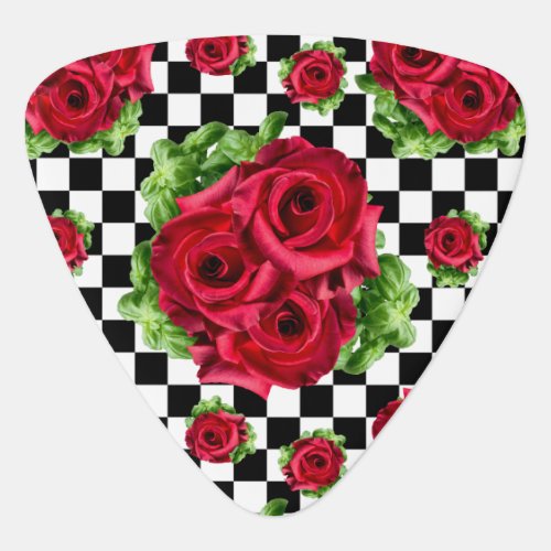 Red Roses Bouquet Floral Love Rockabilly Guitar Pick