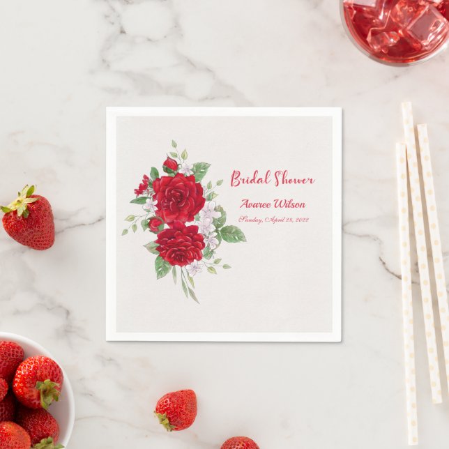 Red Roses Bridal Shower  Napkins (Insitu)
