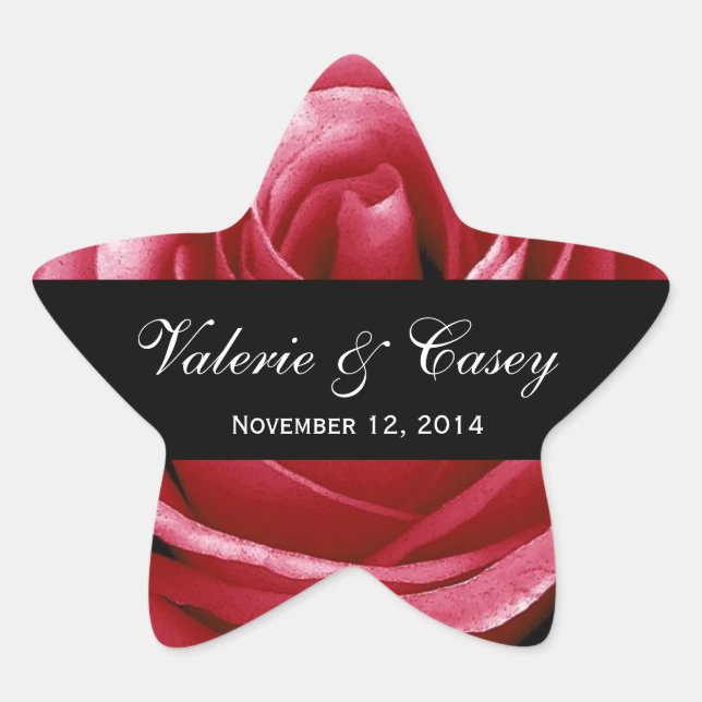 Red Roses Bride Groom Wedding Sticker V004 (Front)