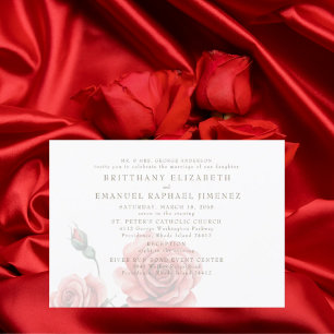 Red Roses Bride Parents 2 Venue Wedding Invitation