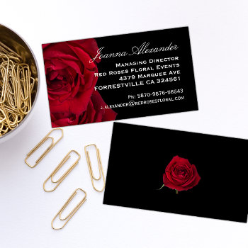 Red Roses Business Card by GraphicAllusions at Zazzle