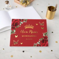 Red Roses Butterfly Quinceanera Sweet 16 Birthday