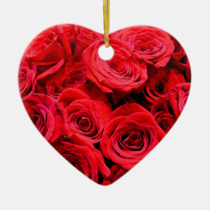 Red Roses Ceramic Ornament