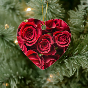 Red Roses Ceramic Ornament