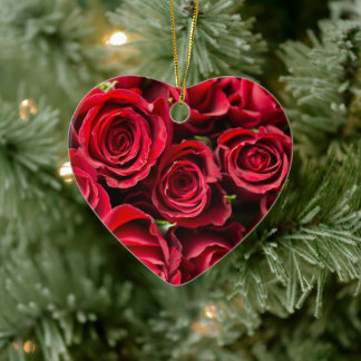 Red Roses Ceramic Ornament