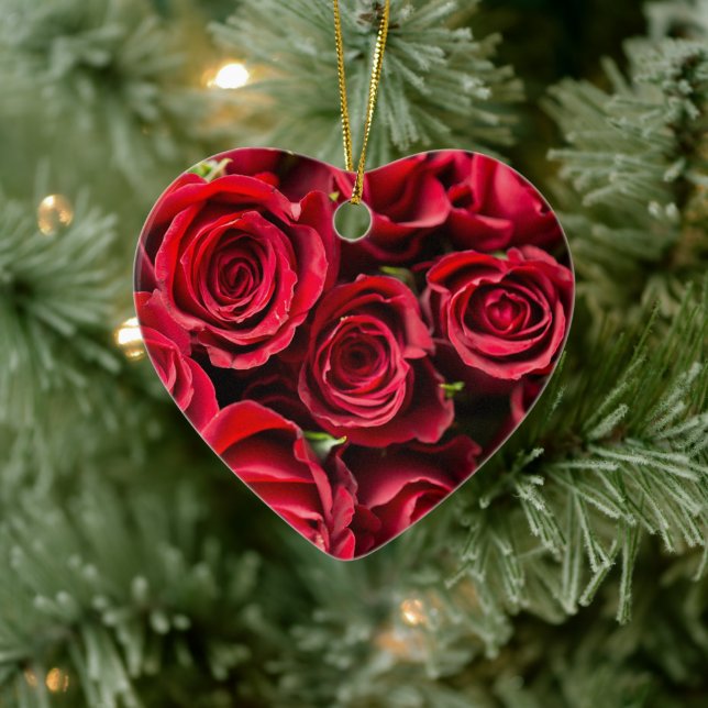 Red Roses Ceramic Ornament (Tree)