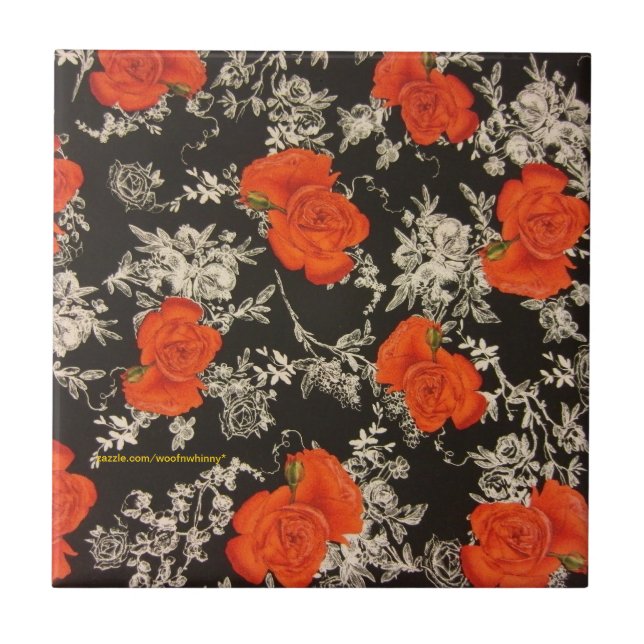 Red Roses Ceramic Tile (Front)