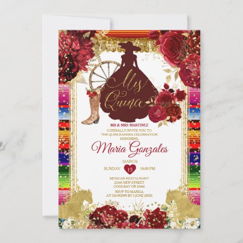 Red Roses Colorful Mis Quince 15 Anos Quinceaera Invitation