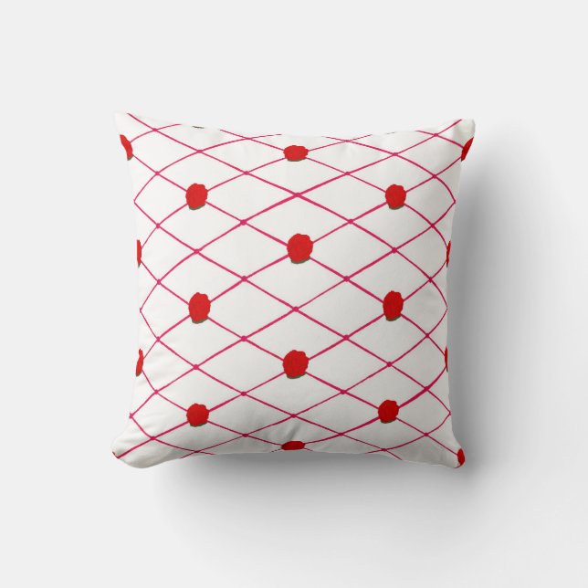Red Roses Criss Cross Quilt Pattern Pillows (Front)
