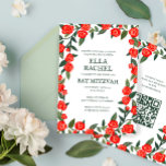 Red Roses Custom Bat Bar Mitzvah QR Code Girl Invitation<br><div class="desc">Perfect card to announce a bat mitzvah, bar mitzvah or other Jewish celebration! Hand made art for you! FULLY CUSTOMIZABLE! Click on “Personalize” above to edit the text and add your link to the QR code. Click "edit using design tool" to adjust the fonts, colors and placements and to delete...</div>