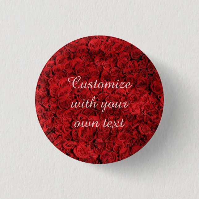 Red Roses Custom Text Button (Front)