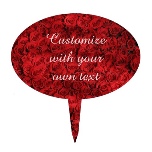 Red Roses Custom Text Cake Topper