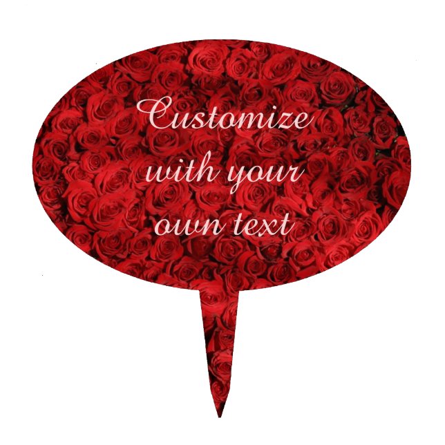 Red Roses Custom Text Cake Topper (Front)
