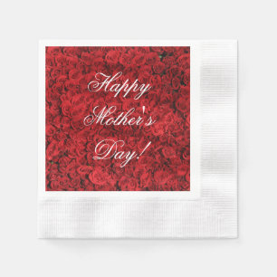 Red Roses Custom Text Happy Mother's Day Napkins