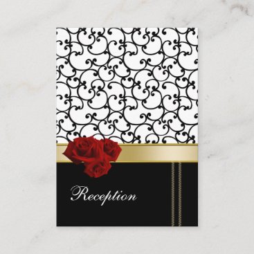 red roses damask Reception   Cards