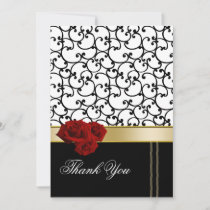 red roses damask Thank You Card
