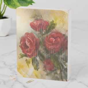 Red Roses Decor Wooden Box Sign