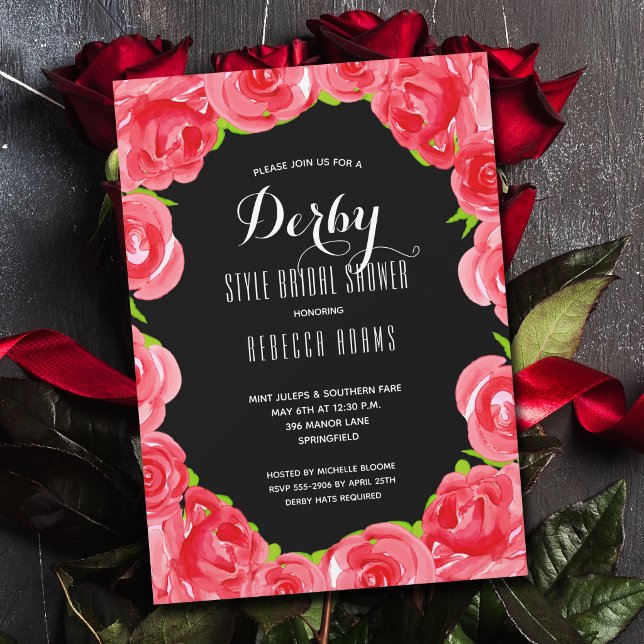 Red Roses Derby Bridal Shower Invitation