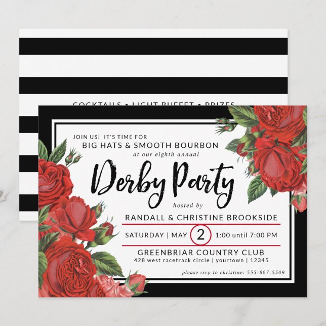Red Roses | Derby Party Classic Invitation (Front/Back)