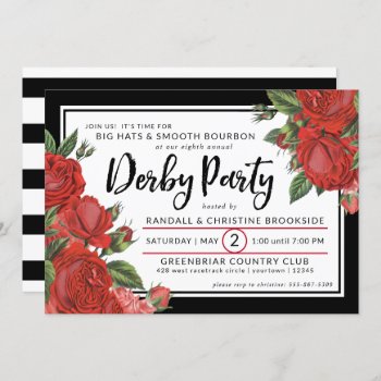 Red Roses | Derby Party Classic Invitation by keyandcompass at Zazzle