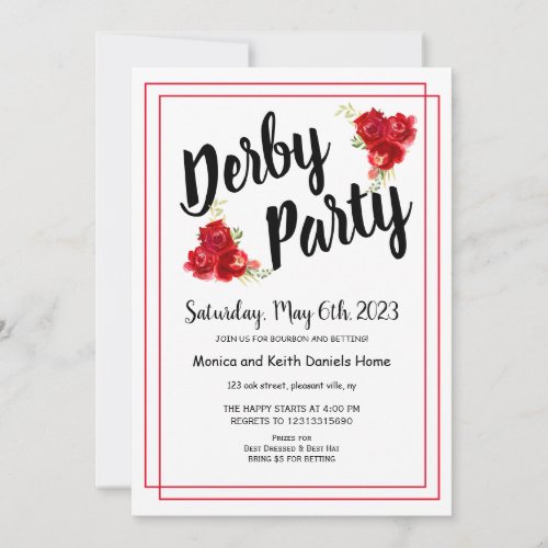 Red Roses Derby Party Invitation