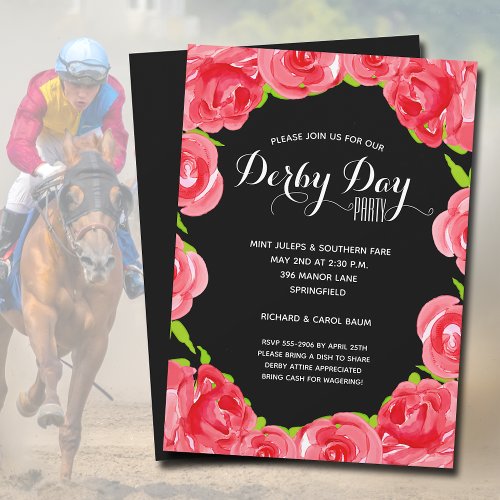 Red Roses Derby Race Party Invitation