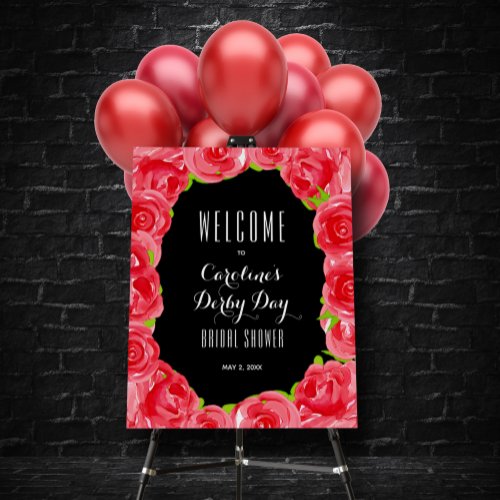 Red Roses Derby Style Bridal Shower Welcome Foam Board