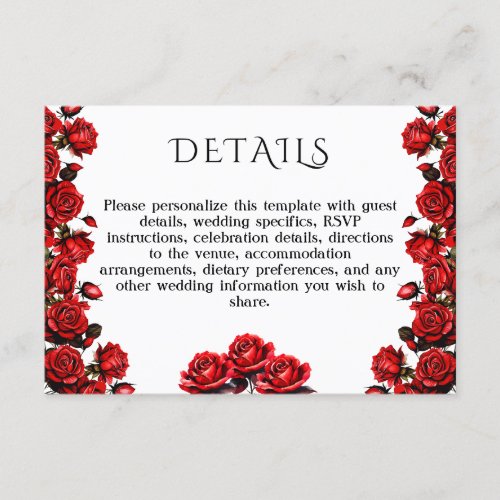 Red Roses Details  Enclosure Card