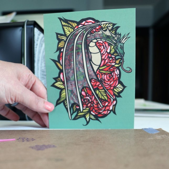 Red Roses Dragon Art                               Postcard (Creator Uploaded)