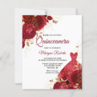 Red Roses Dress Budget Quinceanera Invitation