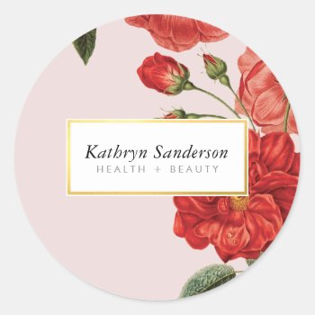 Red Roses Eco Cute Floral Stylish Vintage Bouquet Classic Round Sticker by edgeplus at Zazzle