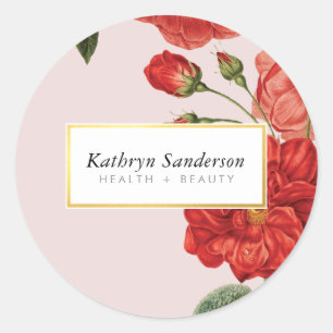 RED ROSES eco cute floral stylish vintage bouquet Classic Round Sticker
