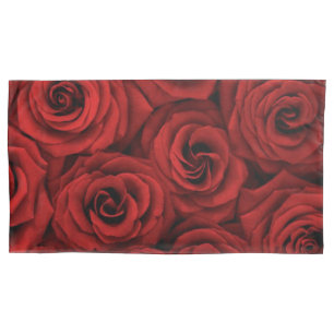 Red Roses Elegant Floral King Size Pillow Case