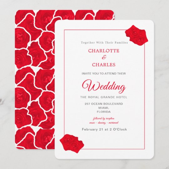 Red Roses Elegant Floral Wedding Invitation | Zazzle.com