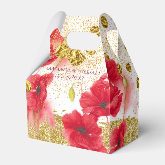 Red Roses Elegant Wedding  Favor Boxes (Front Side)