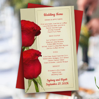 Red Roses Elegant Wedding Menu Template