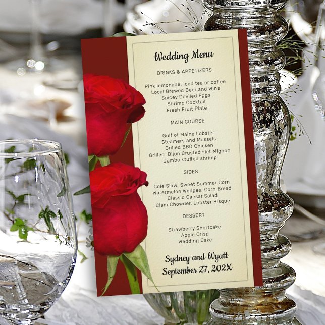 Red Roses Elegant Wedding Menu Template (Creator Uploaded)