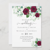 Red Roses Eucalyptus Printed or Digital Wedding Invitation (Front)