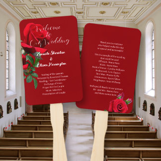 Red Roses Fan Wedding Program