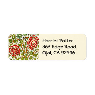 Red Roses Fine Vintage William Morris Wallpaper Label