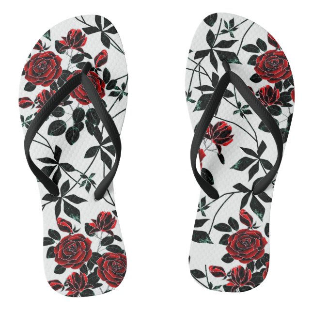 Red roses . flip flops (Footbed)
