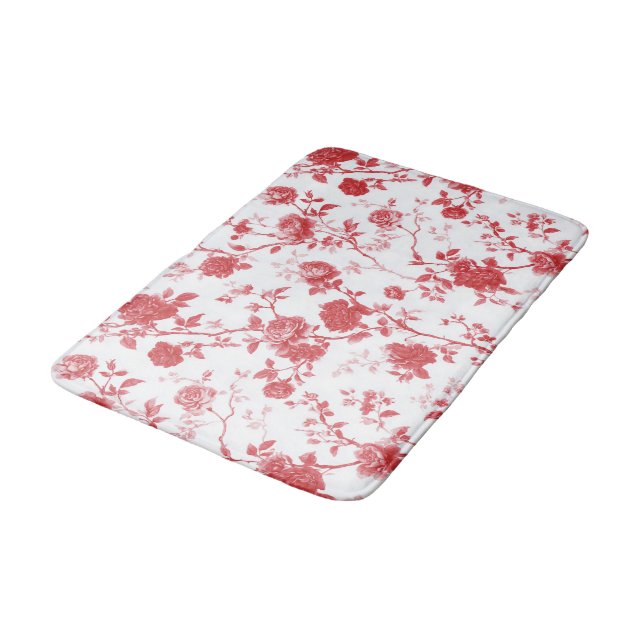 Red Roses Floral  Bath Mat (Angled)