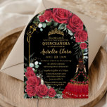 Red Roses Floral Black Charro Quinceañera Arch Invitation<br><div class="desc">Personalize this lovely red floral black and red charro dress quinceañera arch invitation easily and quickly. Simply click the "Edit Using Design Tool" button to modify the text, wording, font style, font size, and font color. You can also add or remove text, and move or remove images. The girl and...</div>