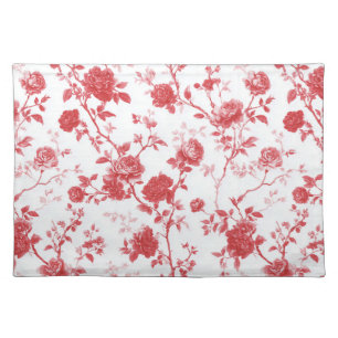 Red Roses Floral Bridal Shower Cloth Placemat