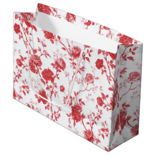 Red Roses Floral Bridal Shower Large Gift Bag