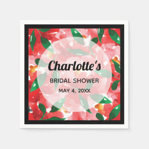 Red Roses Floral Bridal Shower Napkins