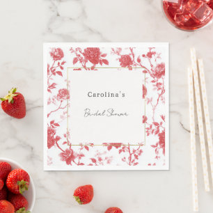 Red Roses Floral Bridal Shower Napkins