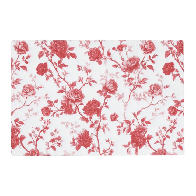 Red Roses Floral Bridal Shower Placemat (Front)