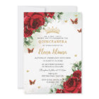 Red Roses Floral Butterflies Quinceañera Sweet 16